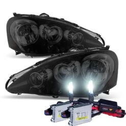 HID Combo 2005-2006 Acura RSX Crystal Replacement Headlights - Black Smoked