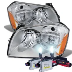 HID Combo 2005-2007 Dodge Magnum Replacement Crystal Headlights - Chrome
