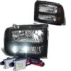 HID Combo 2005-2007 Ford F250 F350 Super Duty Crystal Replacement Headlights - Black