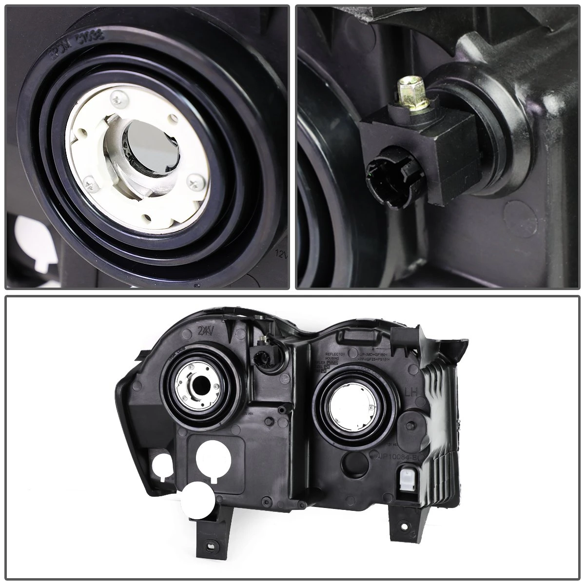 HID Combo 2005-2007 Jeep Grand Cherokee Replacement Crystal Headlights - Black 4 HID Combo 2005-2007 Jeep Grand Cherokee Replacement Crystal Headlights - Black - Image 4