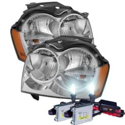 HID Combo 2005-2007 Jeep Grand Cherokee Replacement Crystal Headlights - Chrome