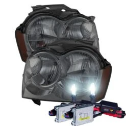 HID Combo 2005-2007 Jeep Grand Cherokee Replacement Crystal Headlights - Smoked