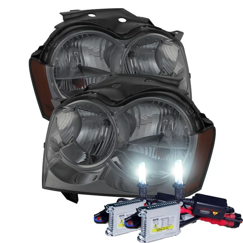 HID Combo 2005-2007 Jeep Grand Cherokee Replacement Crystal Headlights - Smoked 1 HID Combo 2005-2007 Jeep Grand Cherokee Replacement Crystal Headlights - Smoked