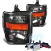 HID Combo 2008-2010 Ford F250 F350 SuperDuty Crystal Replacement Headlights - Black