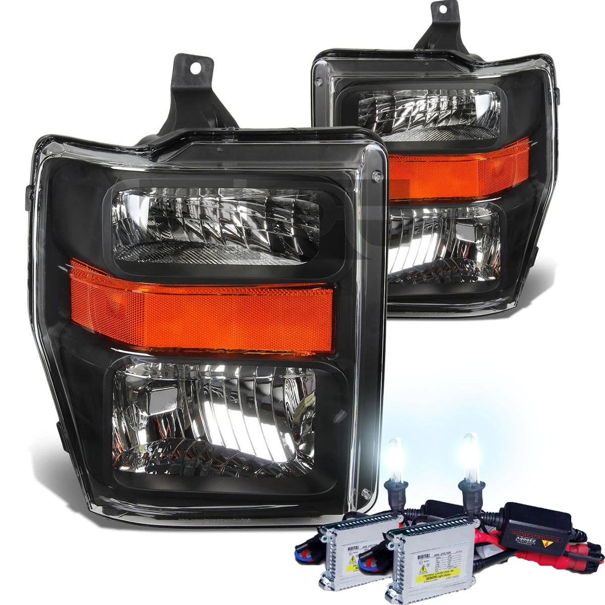 HID Combo 2008-2010 Ford F250 F350 SuperDuty Crystal Replacement Headlights - Black 1 HID Combo 2008-2010 Ford F250 F350 SuperDuty Crystal Replacement Headlights - Black