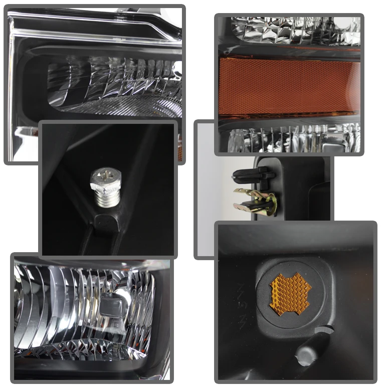 HID Combo 2008-2010 Ford F250 F350 SuperDuty Crystal Replacement Headlights - Black 4 HID Combo 2008-2010 Ford F250 F350 SuperDuty Crystal Replacement Headlights - Black - Image 4