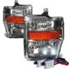 HID Combo 2008-2010 Ford F250 F350 SuperDuty Crystal Replacement Headlights - Chrome