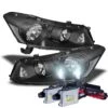 HID Combo 2008-2012 Honda Accord 4DR Sedan JDM Style Crystal Headlights - Black