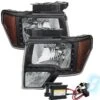 HID Combo 2009-2014 Ford F150 LED Euro Crystal Headlights - Black