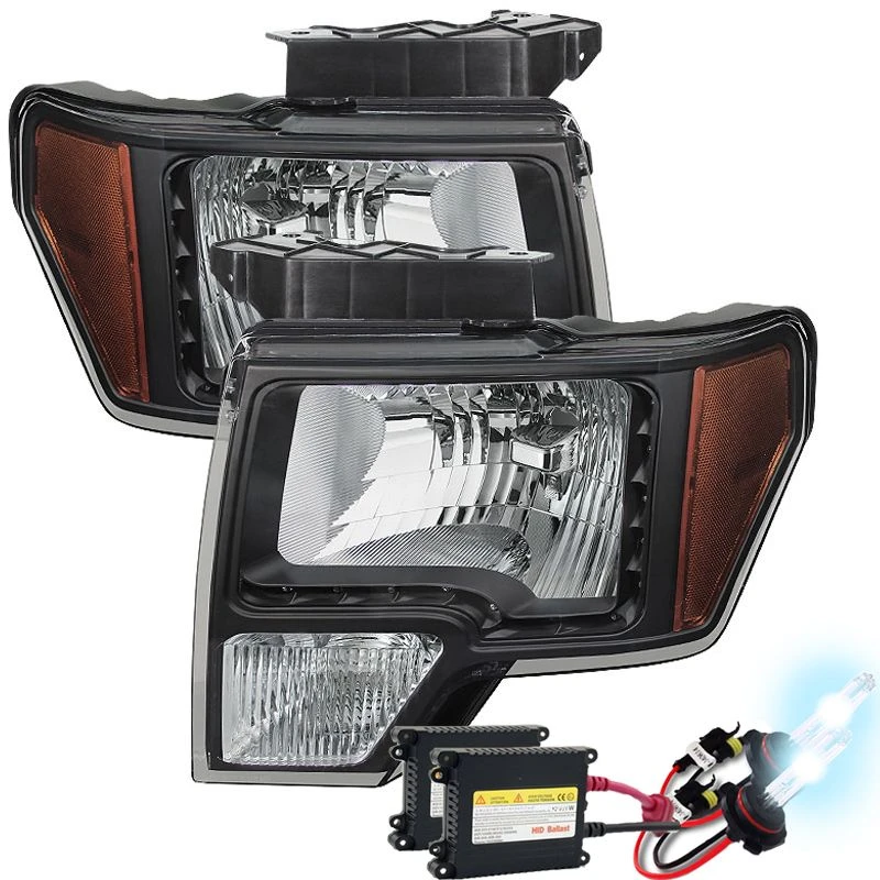 HID Combo 2009-2014 Ford F150 LED Euro Crystal Headlights - Black 1 HID Combo 2009-2014 Ford F150 LED Euro Crystal Headlights - Black