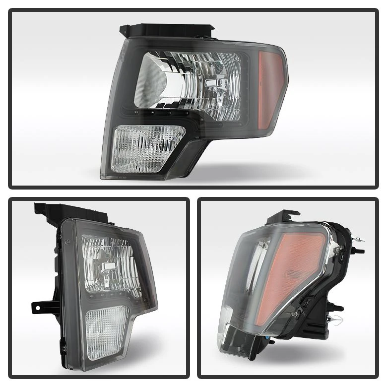 HID Combo 2009-2014 Ford F150 LED Euro Crystal Headlights - Black 2 HID Combo 2009-2014 Ford F150 LED Euro Crystal Headlights - Black - Image 2