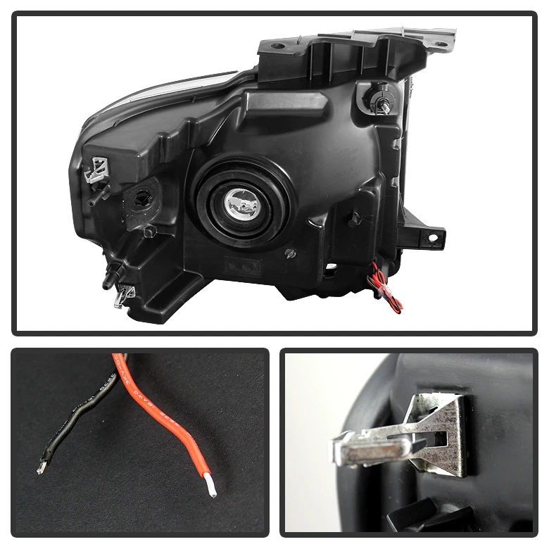 HID Combo 2009-2014 Ford F150 LED Euro Crystal Headlights - Black 3 HID Combo 2009-2014 Ford F150 LED Euro Crystal Headlights - Black - Image 3