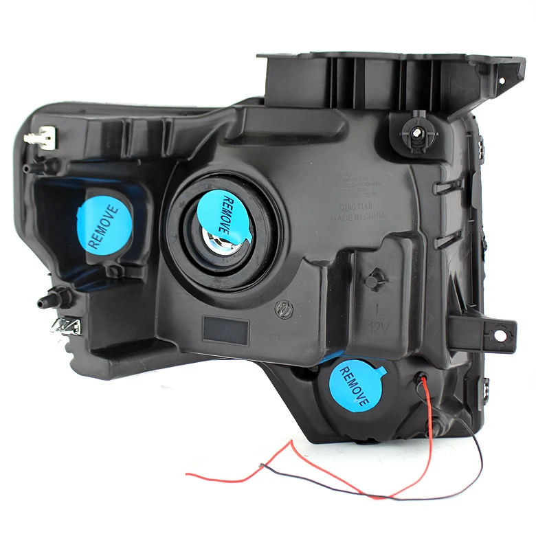 HID Combo 2009-2014 Ford F150 LED Euro Crystal Headlights - Black 4 HID Combo 2009-2014 Ford F150 LED Euro Crystal Headlights - Black - Image 4
