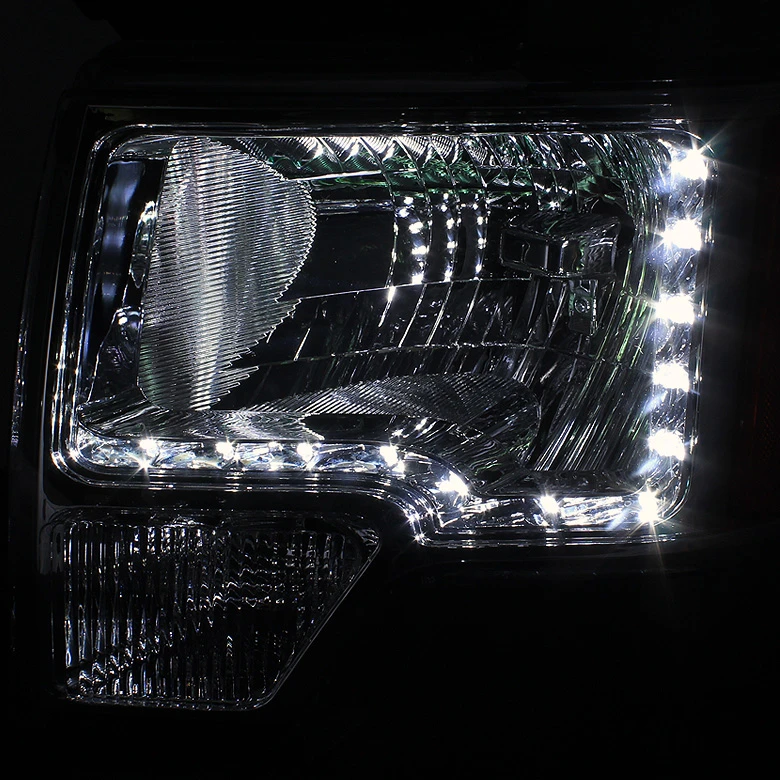 HID Combo 2009-2014 Ford F150 LED Euro Crystal Headlights - Black 5 HID Combo 2009-2014 Ford F150 LED Euro Crystal Headlights - Black - Image 5