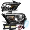 HID Combo 2010-14 Ford Mustang S197 Pair Of Headlight & Corner Light (Black Housing / Amber Reflector)