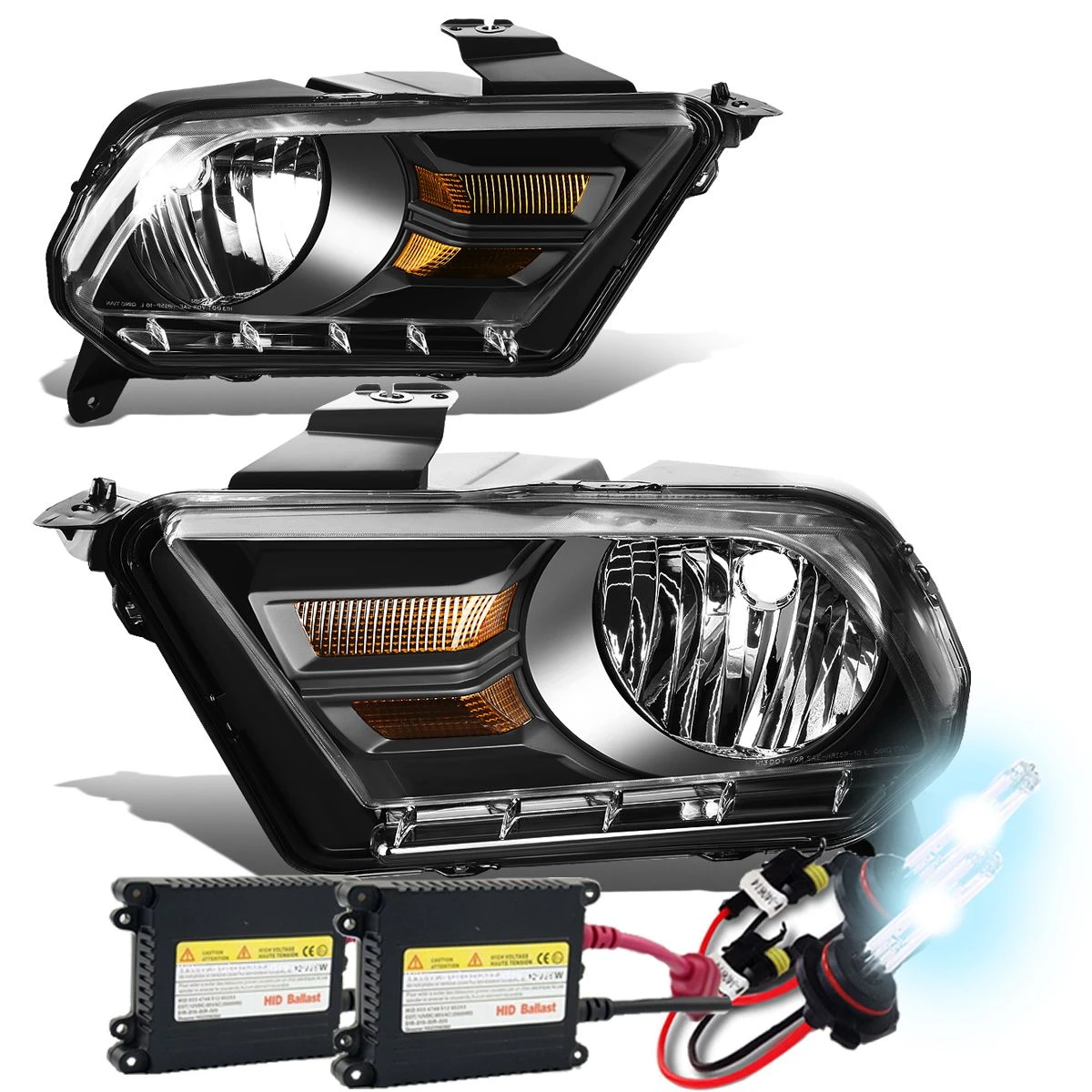 HID Combo 2010-14 Ford Mustang S197 Pair Of Headlight & Corner Light (Black Housing / Amber Reflector) 1 HID Combo 2010-14 Ford Mustang S197 Pair Of Headlight & Corner Light (Black Housing / Amber Reflector)