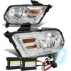 HID Combo 2010-14 Ford Mustang S197 Pair Of Headlight & Corner Light (Chrome Housing / Amber Reflector)