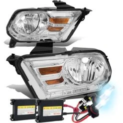 HID Combo 2010-14 Ford Mustang S197 Pair Of Headlight & Corner Light (Chrome Housing / Amber Reflector)