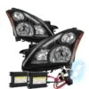HID Combo 2010-2012 Nissan Altima 4DR Sedan JDM Style Headlights - Black