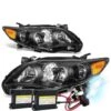 HID Combo 2011-13 Toyota Corolla Sedan Pair Of Headlight & Corner Light (Black Housing Amber Reflector)