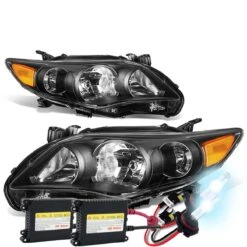 HID Combo 2011-13 Toyota Corolla Sedan Pair Of Headlight & Corner Light (Black Housing Amber Reflector)
