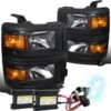 HID Combo 2014-2015 Chevy Silverado 1500 Pickup Replacement Headlights - Black