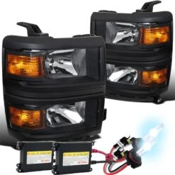 HID Combo 2014-2015 Chevy Silverado 1500 Pickup Replacement Headlights - Black