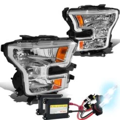 HID Combo 2015-17 Ford F150 Pickup Crystal Replace Headlights - Chrome