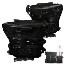 HID Combo 2015-17 Ford F150 Pickup Crystal Replace Headlights - Smoked