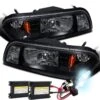 HID Combo 87-93 Ford Mustang 1-Piece Crystal Headlights - Black