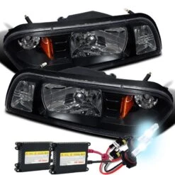 HID Combo 87-93 Ford Mustang 1-Piece Crystal Headlights - Black