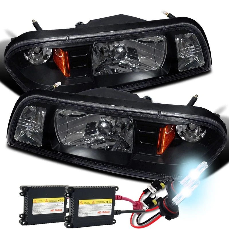 HID Combo 87-93 Ford Mustang 1-Piece Crystal Headlights - Black 1 HID Combo 87-93 Ford Mustang 1-Piece Crystal Headlights - Black