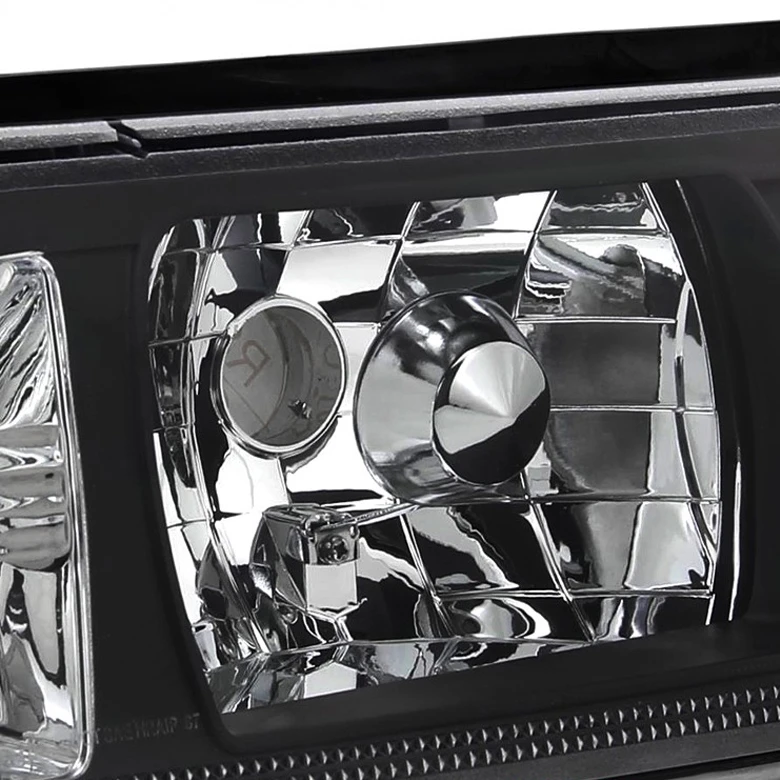 HID Combo 87-93 Ford Mustang 1-Piece Crystal Headlights - Black 3 HID Combo 87-93 Ford Mustang 1-Piece Crystal Headlights - Black - Image 3