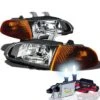 HID Combo 92-95 Honda Civic EG JDM Style Headlights + Corner - Black