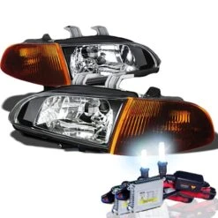 HID Combo 92-95 Honda Civic EG JDM Style Headlights + Corner - Black