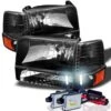 HID Combo 92-96 Ford Bronco / F150 / F250 / F350 Crystal Headlights Set - Black