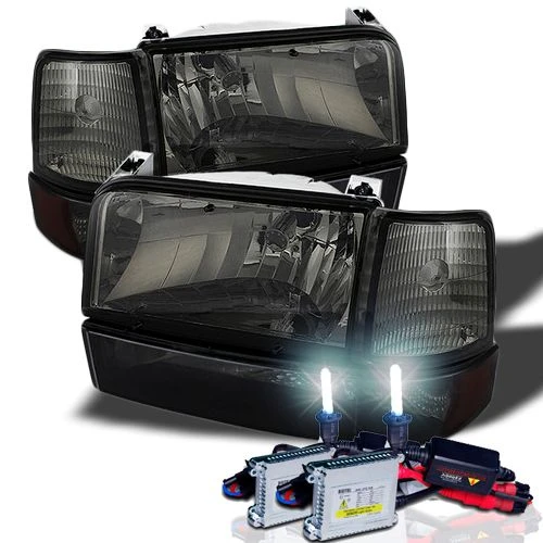 HID Combo 92-96 Ford Bronco / F150 / F250 / F350 Crystal Headlights Set - Smoked 1 HID Combo 92-96 Ford Bronco / F150 / F250 / F350 Crystal Headlights Set - Smoked