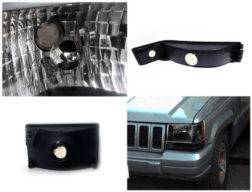 HID Combo 93-96 Jeep Grand Cherokee Crystal Headlights - Black 2 HID Combo 93-96 Jeep Grand Cherokee Crystal Headlights - Black - Image 2