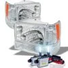 HID Combo 93-96 Jeep Grand Cherokee Crystal Headlights - Chrome