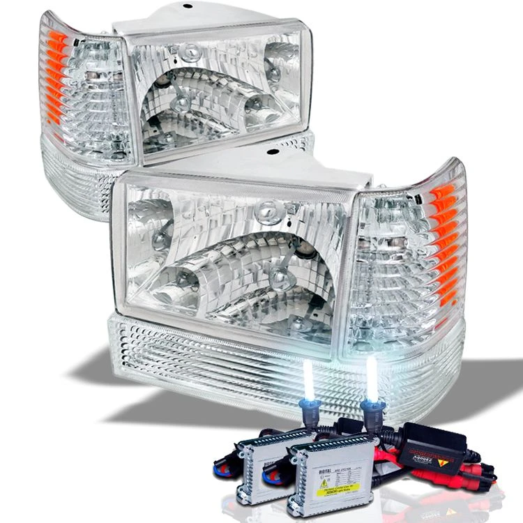 HID Combo 93-96 Jeep Grand Cherokee Crystal Headlights - Chrome 1 HID Combo 93-96 Jeep Grand Cherokee Crystal Headlights - Chrome