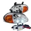 HID Combo 93-97 Honda Del Sol 1-Piece JDM Style Headlights + Corner - Chrome