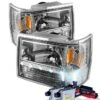 HID Combo 93-98 Jeep Grand Cherokee Euro Style LED Crystal Headlights - Chrome