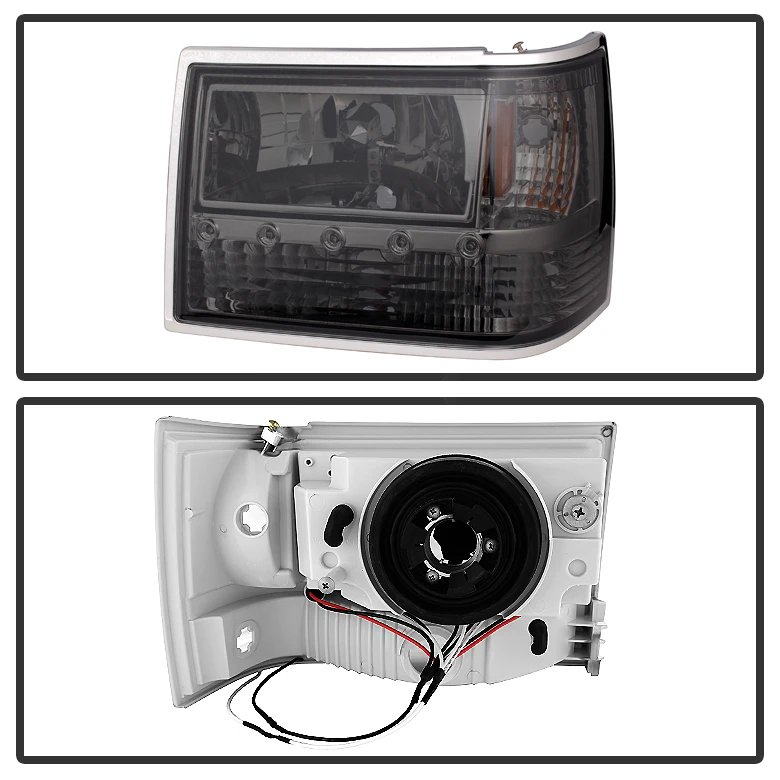 HID Combo 93-98 Jeep Grand Cherokee Euro Style LED Crystal Headlights - Smoked 3 HID Combo 93-98 Jeep Grand Cherokee Euro Style LED Crystal Headlights - Smoked - Image 3