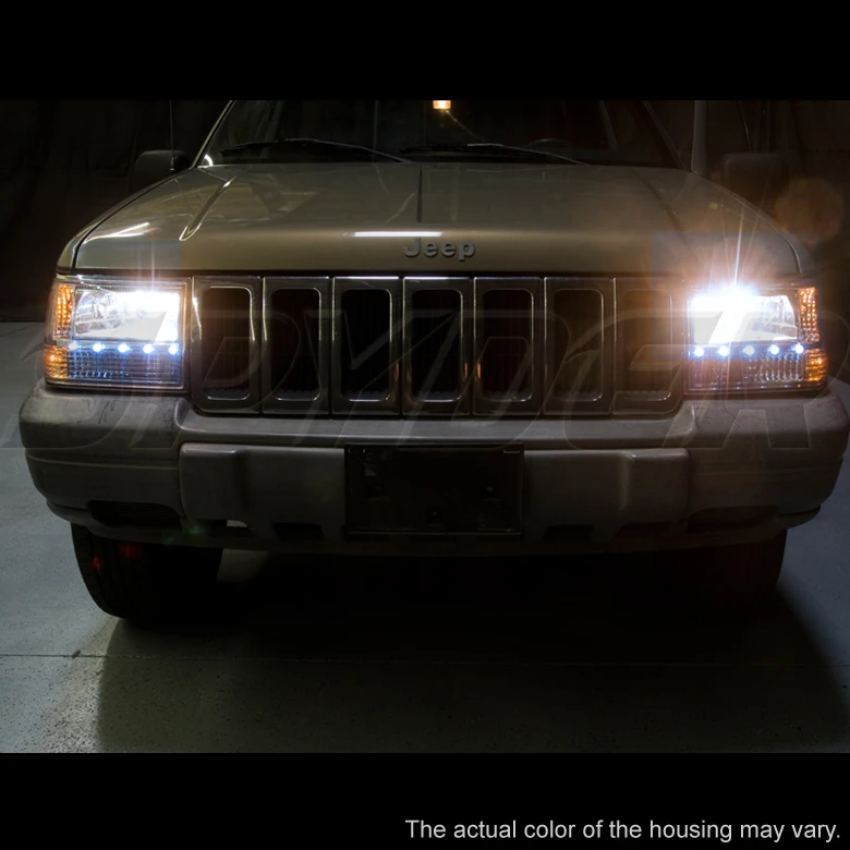 HID Combo 93-98 Jeep Grand Cherokee Euro Style LED Crystal Headlights - Smoked 5 HID Combo 93-98 Jeep Grand Cherokee Euro Style LED Crystal Headlights - Smoked - Image 5