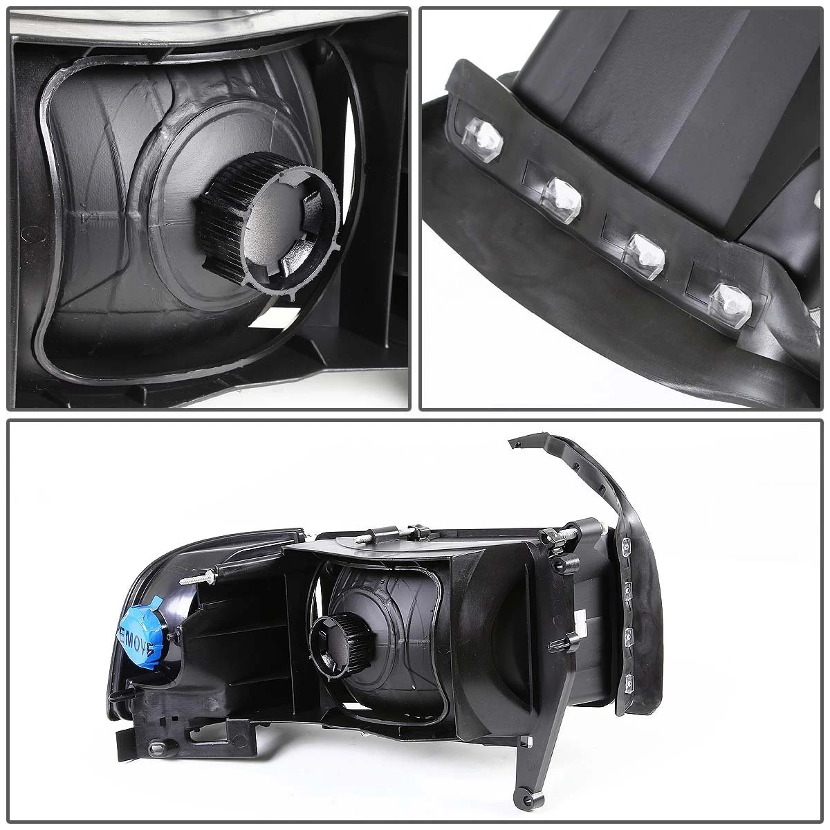 HID Combo 94-01 Dodge RAM 1500 2500 3500 OEM Style Crystal Headlights - Black 3 HID Combo 94-01 Dodge RAM 1500 2500 3500 OEM Style Crystal Headlights - Black - Image 3