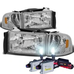 HID Combo 94-01 Dodge RAM 1500 2500 3500 OEM Style Crystal Headlights - Chrome