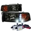 HID Combo 94-01 Dodge Ram Pickup 1-Piece LED Crystal Headlights - Smoked