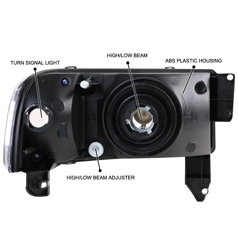 HID Combo 94-01 Dodge Ram Truck 1-Piece Crystal Headlights - Black 3 HID Combo 94-01 Dodge Ram Truck 1-Piece Crystal Headlights - Black - Image 3