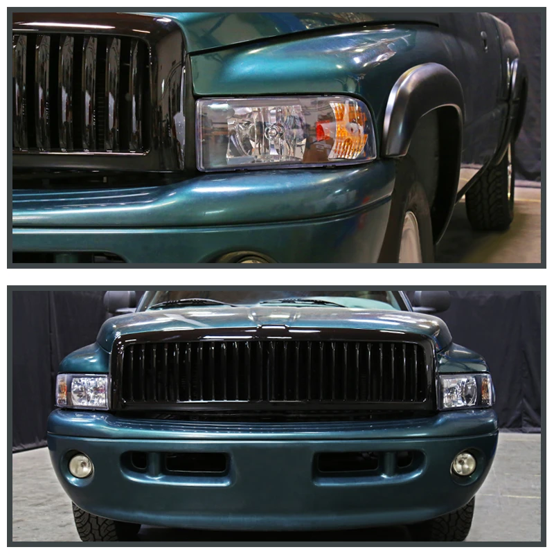 HID Combo 94-01 Dodge Ram Truck 1-Piece Crystal Headlights - Black 4 HID Combo 94-01 Dodge Ram Truck 1-Piece Crystal Headlights - Black - Image 4