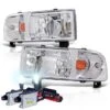 HID Combo 94-01 Dodge Ram Truck 1-Piece Crystal Headlights - Chrome